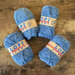 Vintage Reynolds Lopi Light Yarn Icelandic Pure Wool Blue 476 4 Skeins 50g
